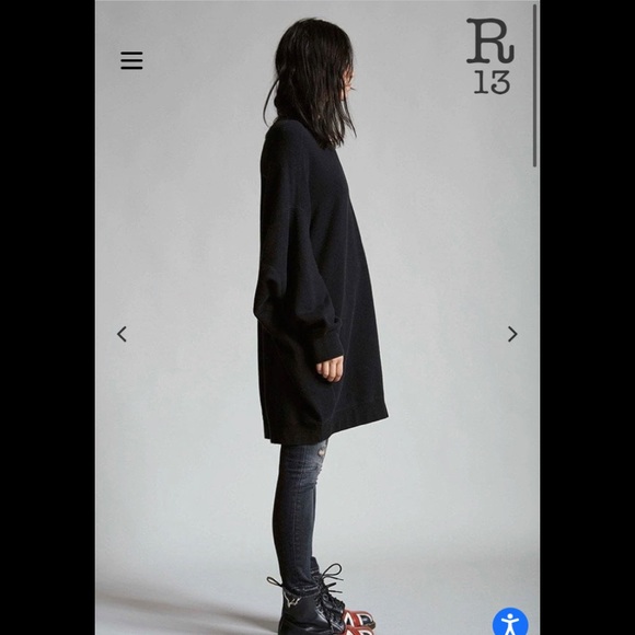 R13 Grunge Sweatshirt Dress - Washed Black. Size small. - Picture 3 of 11